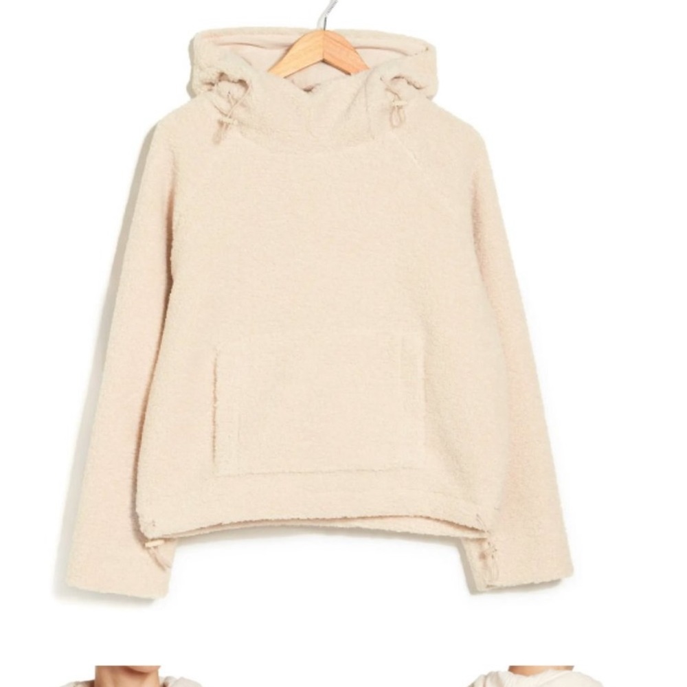 Faux shearling hooded pullover jacket by Vince